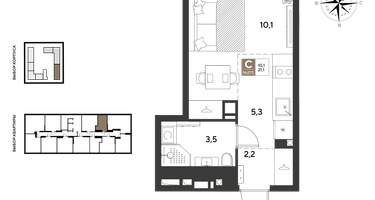 Студия, 21 м²