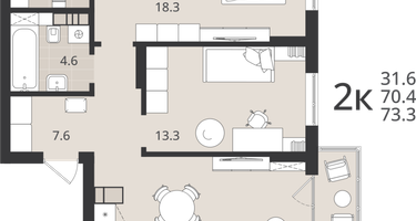 2-к. квартира, 70&nbsp;м²