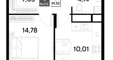 1-к. квартира, 39&nbsp;м²