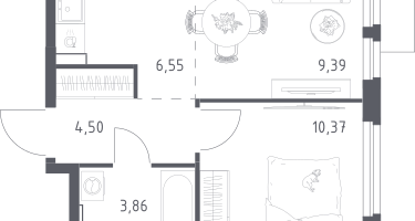 Студия, 34&nbsp;м²