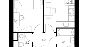1-к. квартира, 39 м²