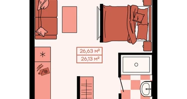 1-к. квартира, 26&nbsp;м²