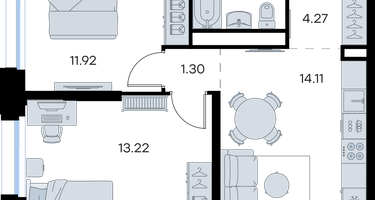 2-к. квартира, 49 м²