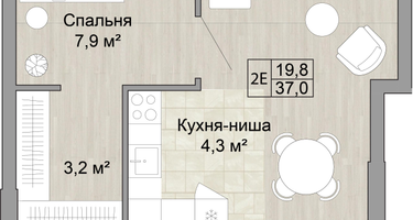 Студия, 37 м²