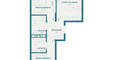 2-к. квартира, 66 м²