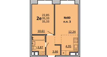 Студия, 35 м²