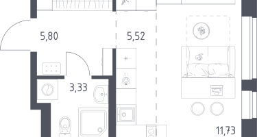 Студия, 26&nbsp;м²