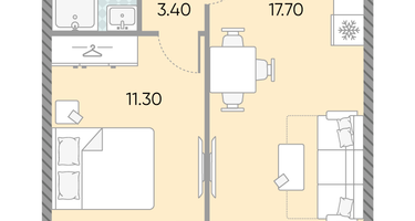 Студия, 35 м²