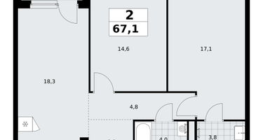 2-к. квартира, 67 м²