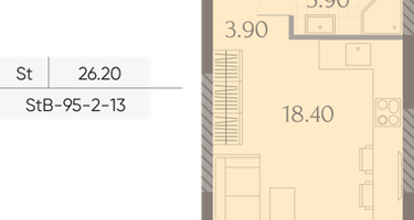 Студия, 26 м²