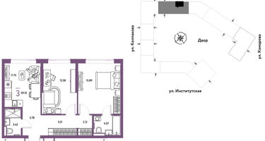 Студия, 59&nbsp;м²
