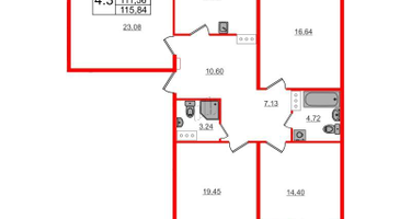 4-к. квартира, 110 м²