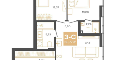 3-к. квартира, 68&nbsp;м²