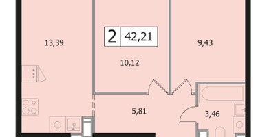 2-к. квартира, 42&nbsp;м²