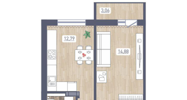 1-к. квартира, 39&nbsp;м²
