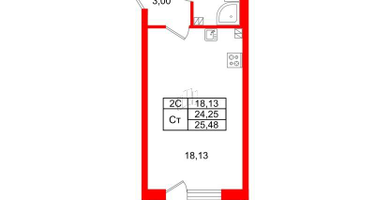 Студия, 24&nbsp;м²