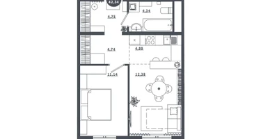 1-к. квартира, 41&nbsp;м²