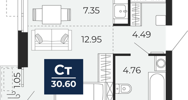 Студия, 29&nbsp;м²