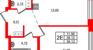 1-к. квартира, 38&nbsp;м²