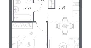 Студия, 34&nbsp;м²