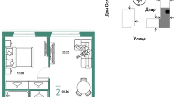 2-к. квартира, 40&nbsp;м²