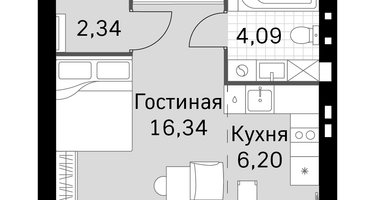 1-к. квартира, 28&nbsp;м²
