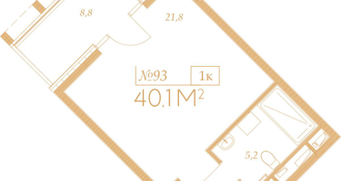 1-к. квартира, 40 м²