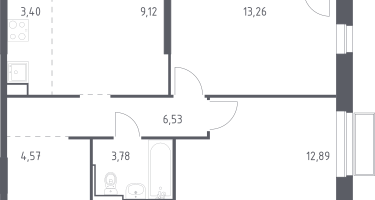 Студия , 53&nbsp;м²