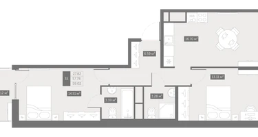 2-к. квартира, 59&nbsp;м²