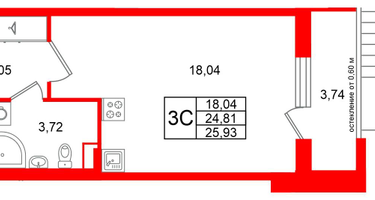 Студия, 24 м²