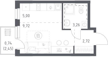 Студия, 21&nbsp;м²