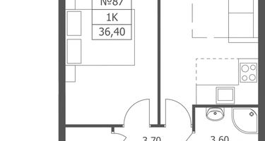 1-к. квартира, 36 м²