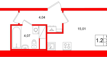 1-к. квартира, 33&nbsp;м²