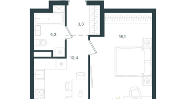 1-к. квартира, 36&nbsp;м²