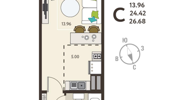 Студия, 26 м²