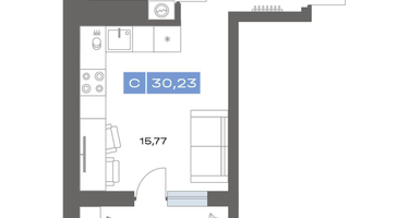 1-к. квартира, 30&nbsp;м²
