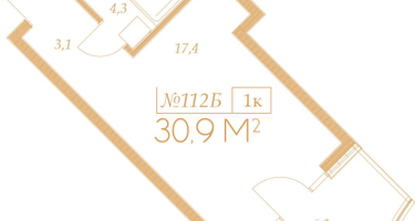 1-к. квартира, 30&nbsp;м²