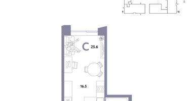 1-к. квартира, 25 м²