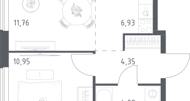 Студия, 38&nbsp;м²