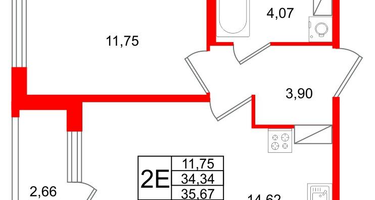 1-к. квартира, 35&nbsp;м²