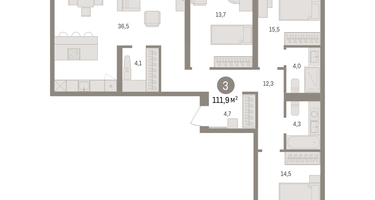 3-к. квартира, 111&nbsp;м²