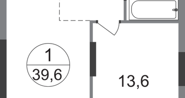 1-к. квартира, 39&nbsp;м²