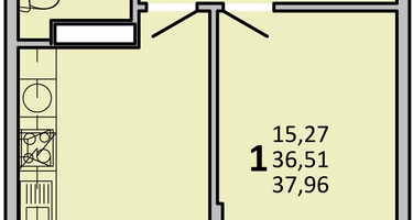 1-к. квартира, 37&nbsp;м²