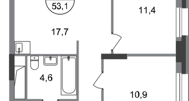 2-к. квартира, 53&nbsp;м²