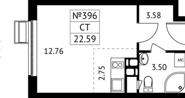 Студия, 22&nbsp;м²