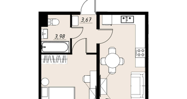 1-к. квартира, 40&nbsp;м²