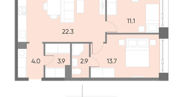 Студия, 57&nbsp;м²