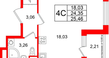Студия, 24 м²