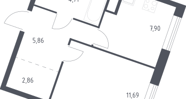 1-к. квартира, 33&nbsp;м²