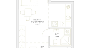 Студия, 27 м²